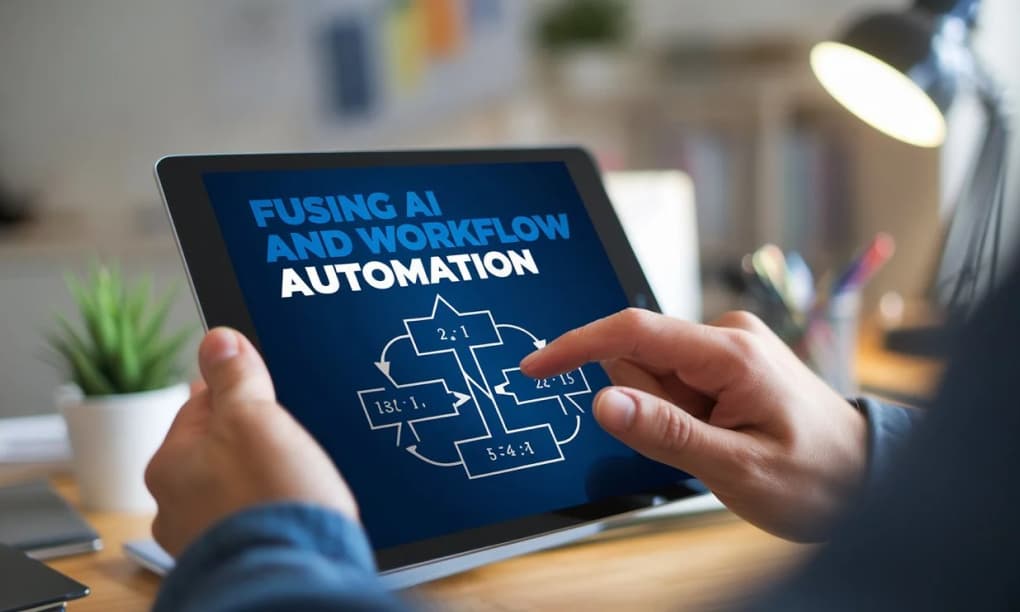 Landscape visual for workflow automation depicting integrated systems and smart task routing.