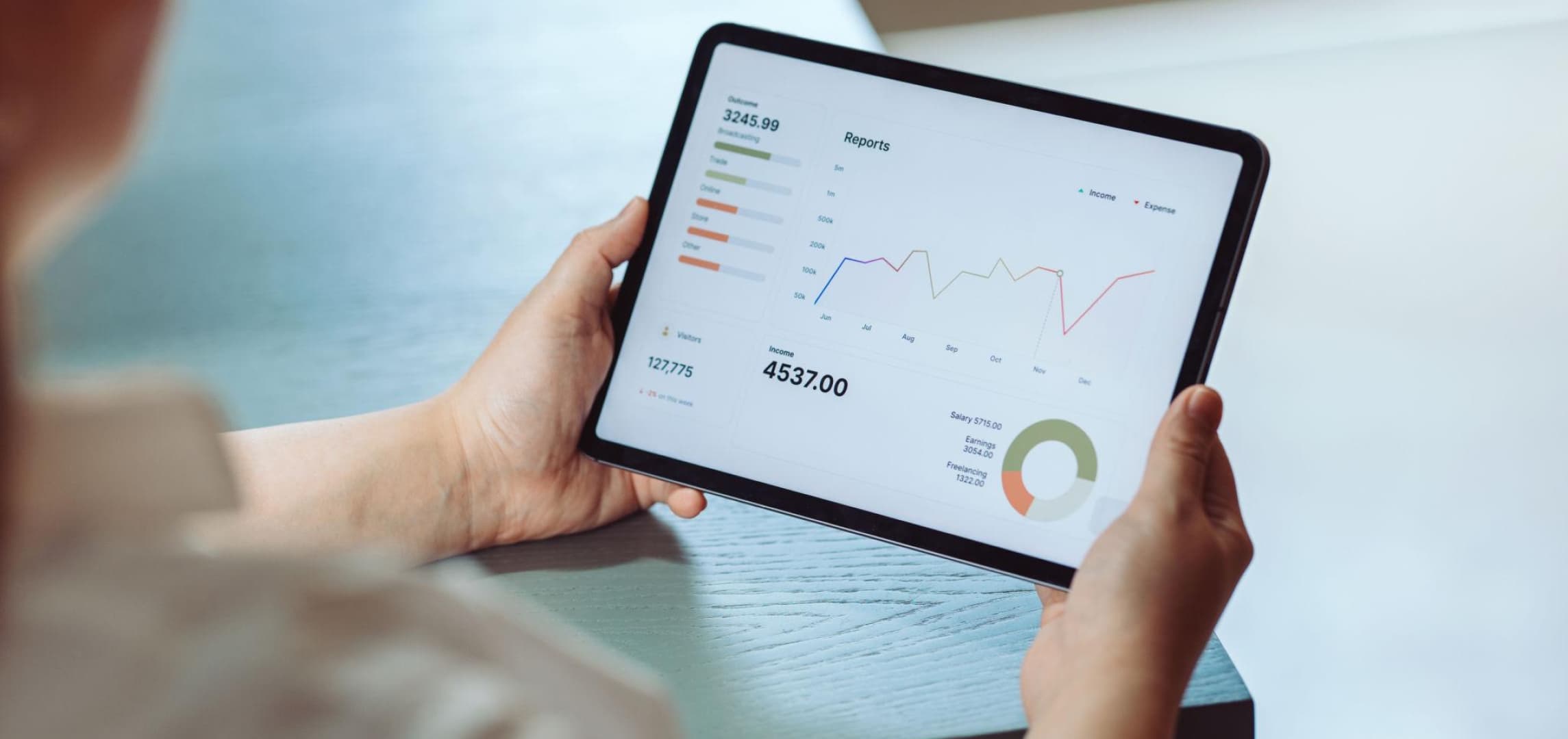 Loyalty platform analytics dashboard displayed on a tablet device