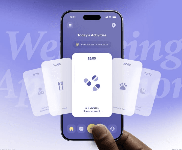 AI wellbeing application mockup on a smartphone