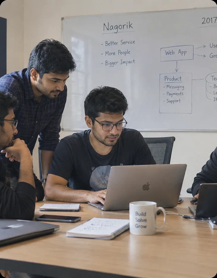 The early Nagorik team working together